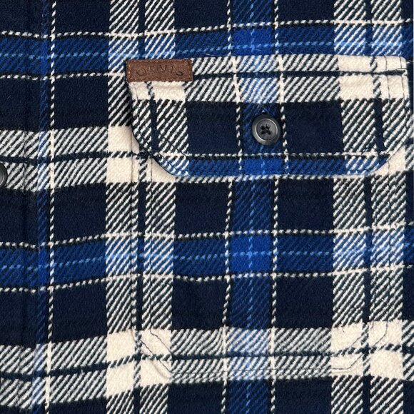 ORVIS HEAVYWEIGHT FLANNEL SHIRT SHACKET BLUE PLAIID CABINCORE CHORE HERITAGE L - Picture 4 of 9